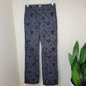 Caslon Black Burnout Velvet Floral Pattern Straight Leg Jeans Women's Size 2